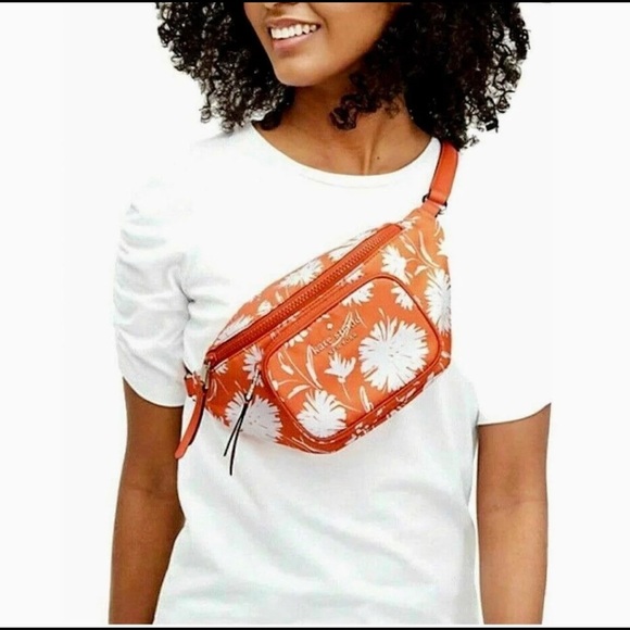Kate Spade waist belt Fanny Pack versatile orange/ white Sporty carry all - Picture 1 of 6